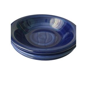 Furio Set of 3 Blue Swirl Ceramic Soup Pasta Bowls Made in Italy